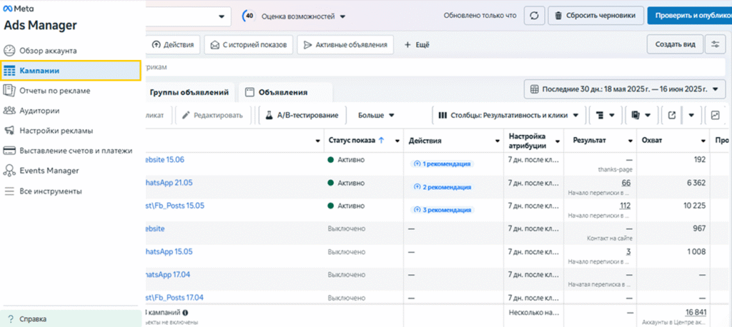 скриншот как найти инструмент Audience Overlap в Facebook Ads блог Manufact