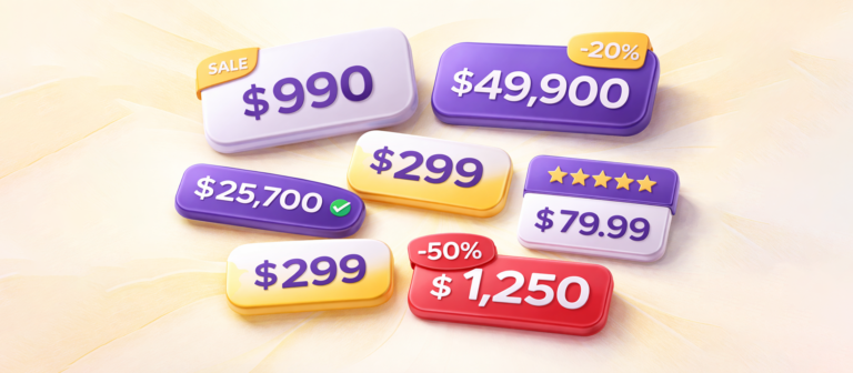 ценники для интернет-магазина - цены в рублях - разное оформление